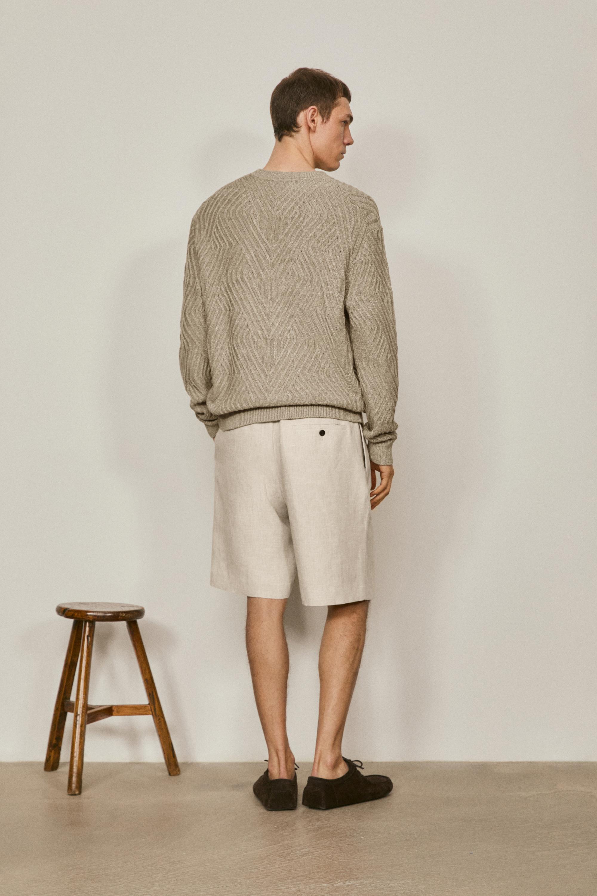 Linen blend Aran knit sweater - LIMITED EDITION